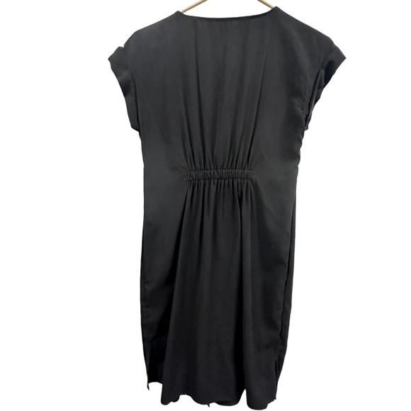 Rock & Republic Black Short Sleeve V Neck Tie Waist Button Up Shirt Dress XS - Picture 6 of 9